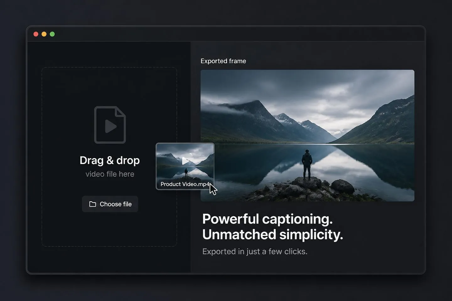Drop a video into AutoCaptions to generate and export captions