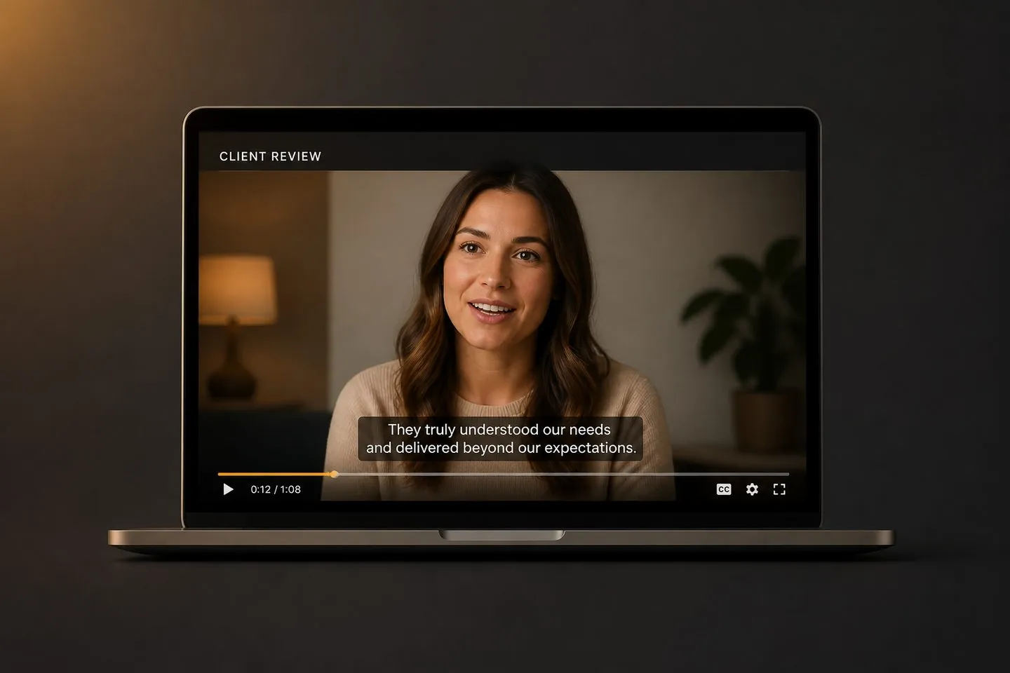 Client review video with on-screen subtitles