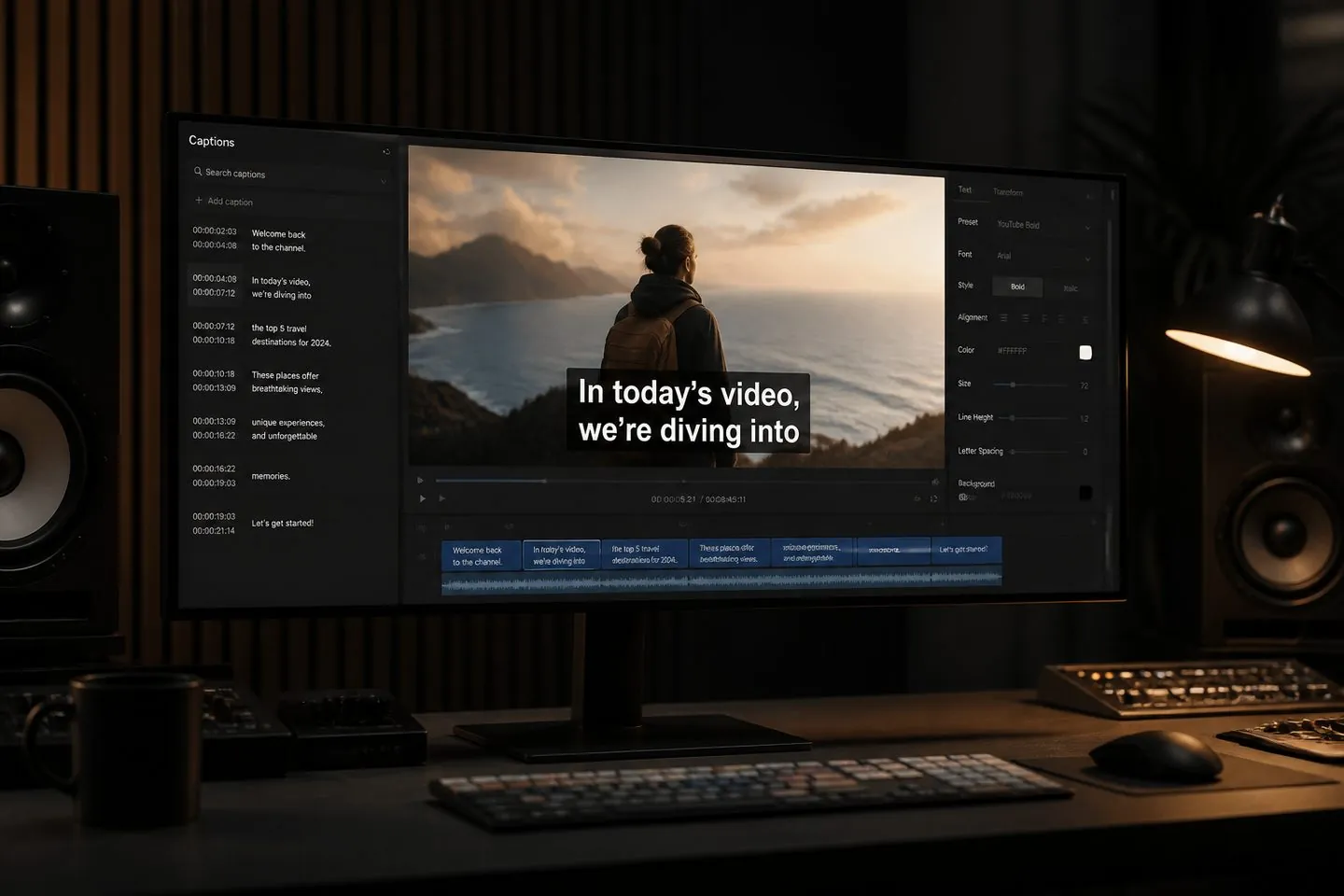 Caption studio with style and timing controls