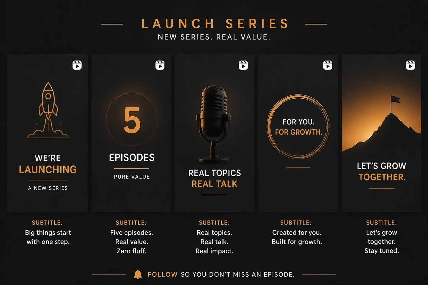 Series of Reels with matching subtitles