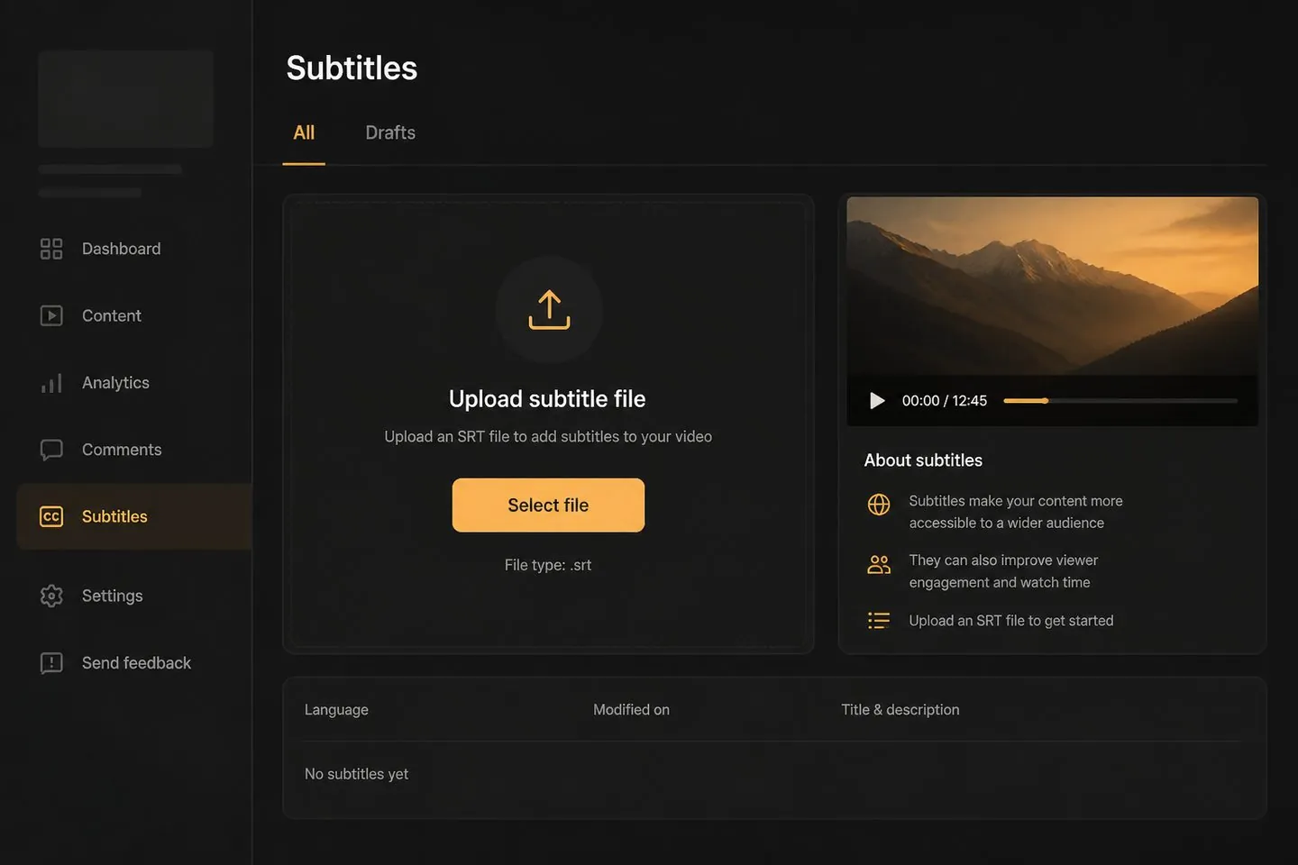 YouTube workflow with SRT download