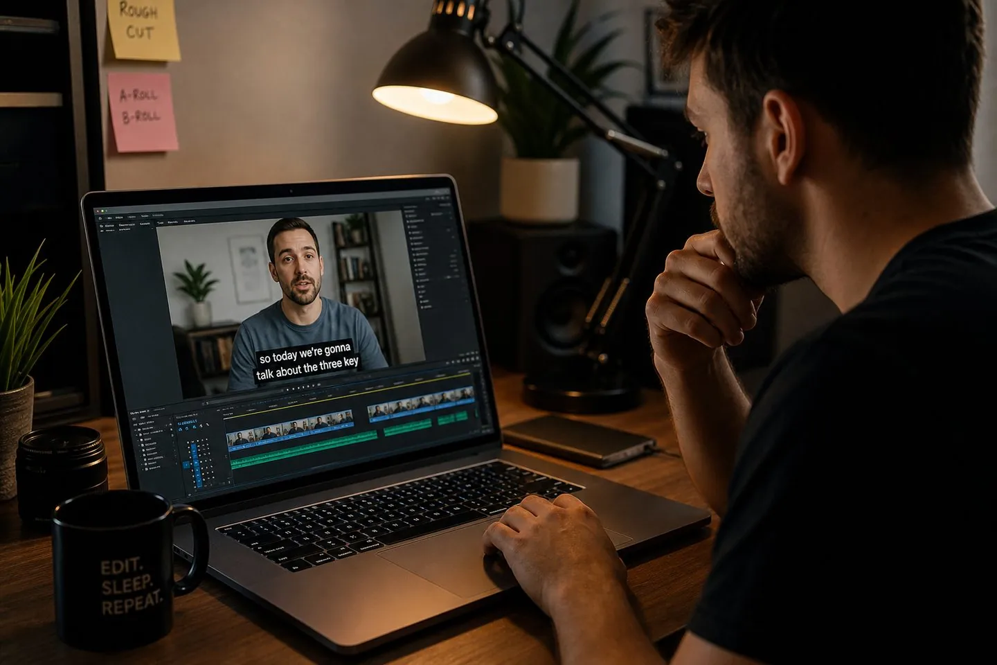 Editor fixing captions that appear too early or too late