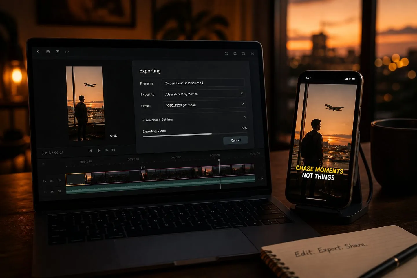 Exporting a captioned TikTok-ready MP4