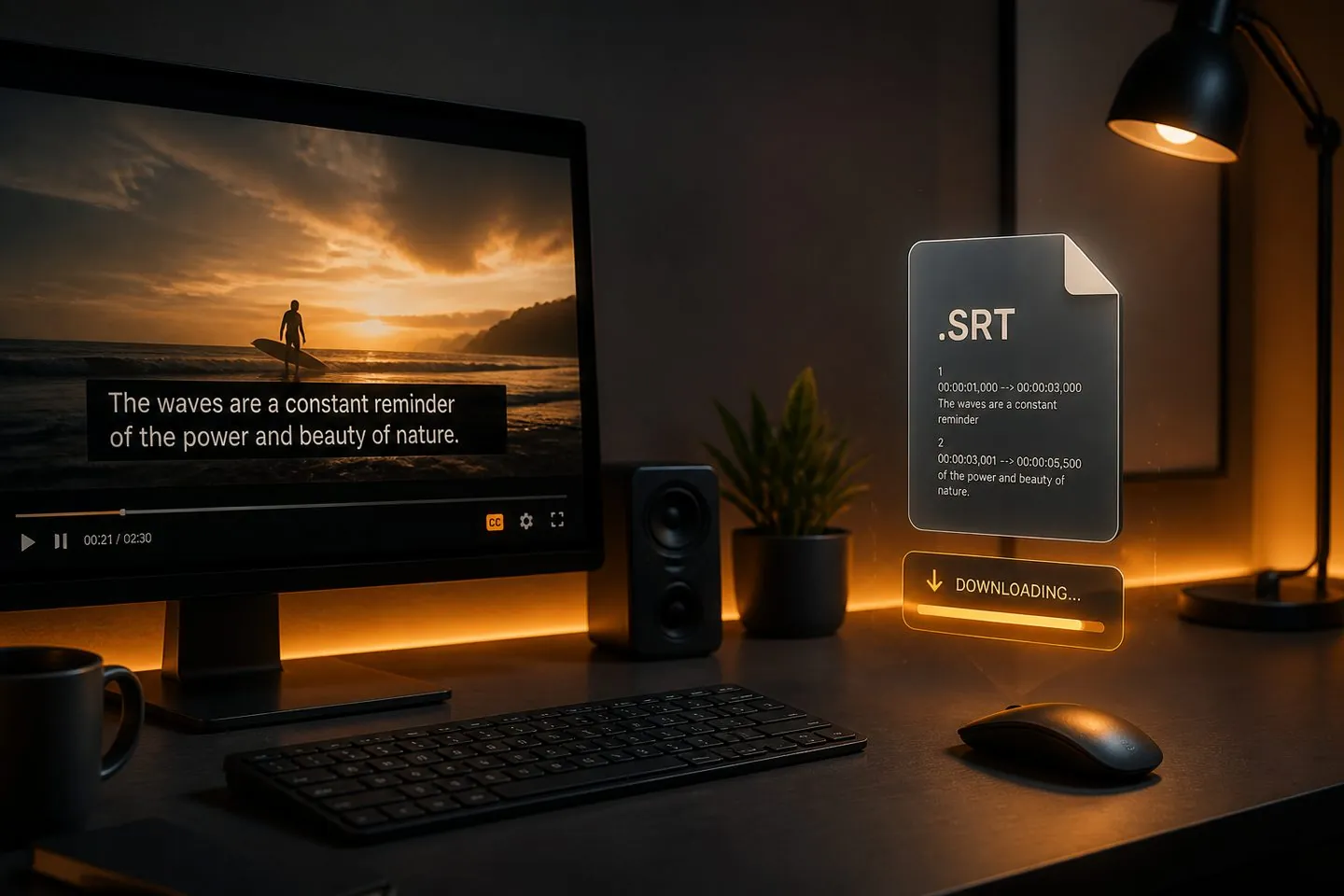 Downloading SRT for YouTube Studio beside preview